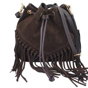 Torebka skórzana boho style - Brązowa ciemna