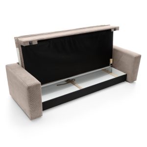 Sofa z funkcją spania i pojemnikiem Tilia, beżowa, sztruks