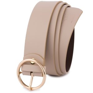 Skórzany pasek damski do spodni sukienki cielista skóra nat. 3,5 cm Beltimore B84 : Kolory - ecru, kremowy, Rozmiar pasków - r.110-125 cm