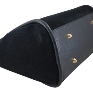 Elegancka torebka ze skóry zamszowej - Czarna