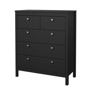 Komoda wysoka z szufladami czarna mat 82 cm Madrid