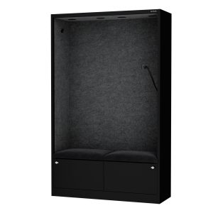 Kabina akustyczna SALLY MentalBox 1150 mm – czarny korpus, szare siedzisko