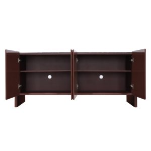Komoda czterodrzwiowa Loren, bordowa/brązowa, marmur, glossy