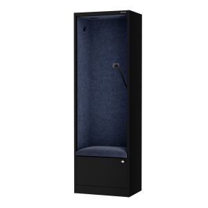 Kabina akustyczna SALLY MentalBox 600 mm – czarny korpus, granatowe siedzisko