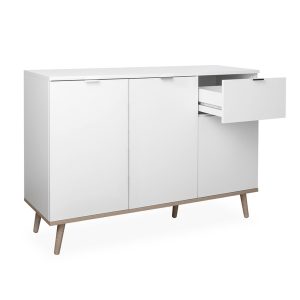 Komoda z drzwiami i szufladami biała / dąb sonoma mat 120 cm Göteborg