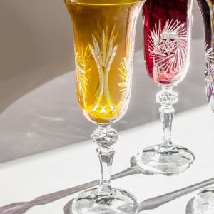 Crystal Julia Kieliszki kryształowe do szampana prosecco kolorowe 6 sztuk Młynek
