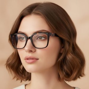 Damskie okulary acetatowe oprawki korekcyjne zerówki kwadratowe AC379B panterka