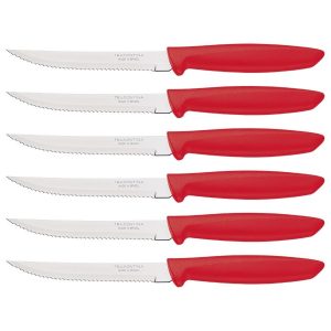 Tramontina PLENUS SET 6 PZ CARNE DENTATO (Meat Knife serr) CM.12 23498/754 Red