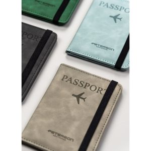 Etui na paszport w szarym kolorze wykonane ze skóry ekologicznej - Peterson