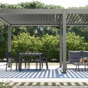 Wolnostojąca pergola ogrodowa Lumera z aluminium, 4x6 m, bioklimatyczna, oświetlenie LED, elektryczna, antracytowa