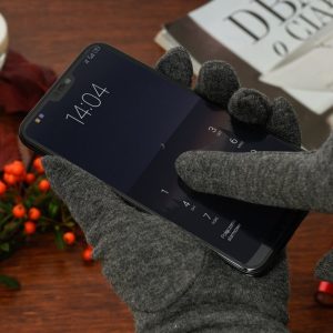 Rękawiczki damskie szare dotyk polarek BELTIMORE K29