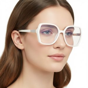Damskie okulary zerówki z filtrem Blue Light POL-BLF-972K białe