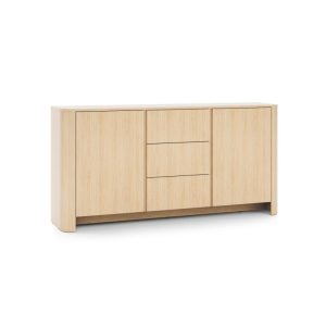 Komoda dwudrzwiowa z szufladami Bari 168 cm, zaokrąglona, dąb vicenza