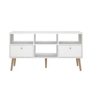 Szafka RTV biała / dąb mat 117 cm Bodo