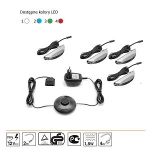 Oświetlenie 4 LED zielone High Glossy Furniture