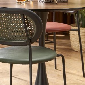 Stół okrągły orzech / czarny mat 90 cm Olmo