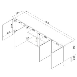 Komoda z drzwiami kaszmir mat 200 cm Verno