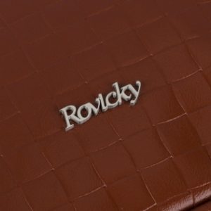 Półokrągła torebka damska ze skóry naturalnej o fakturze plecionki - Rovicky