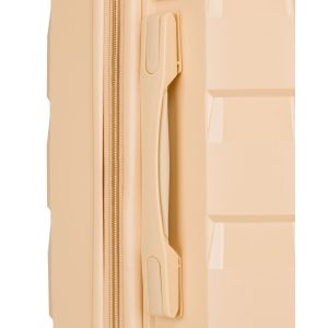 Zestaw walizek w beżowym kolorze wykonanych z polipropylenu z wysuwanymi rączkami - Peterson