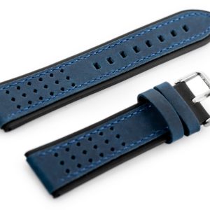Pasek skórzany do zegarka W80 granatowy/czarny 20mm