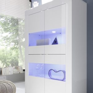 Witryna czterodrzwiowa biała wysoki połysk 102 cm Basic