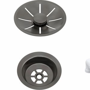 BLANCO Armatura odpływowo-przelewowa 1x3,5" z InFino i elementami stalowymi satin dark steel