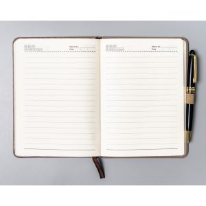 Notes w formacie B6 w kolorze khaki zadrukowany w linie, wyposażony w pętelkę na długopis - Peterson