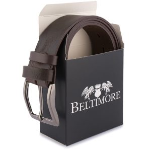 Pasek męski skórzany premium szeroki 4cm klasyczny brązowy Beltimore Jeans E34 : Kolory - brązowy, beżowy, Rozmiar pasków - r.95-110 cm