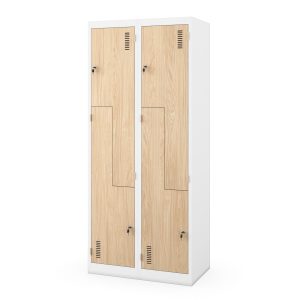 Szafa ubraniowa typu L JULIA, 800 x 1850 x 450 mm, Eco Design: biała/dąb sonoma