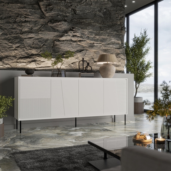 Komoda z drzwiami biała mat 200 cm Harmony