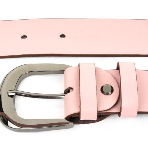 Beltimore skórzany damski pasek do spodni 4 cm różowy A70 : Kolory - różowy, Rozmiar pasków - r.80-95 cm