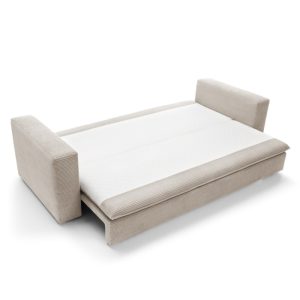 Sofa z funkcją spania i pojemnikiem Tilia, jasnobeżowa, sztruks