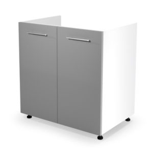 Szafka zlewozmywakowa biała / jasny szary mat / wysoki połysk 80 cm Vento