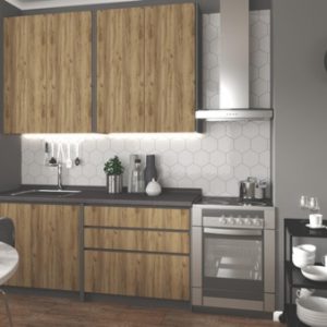 Zestaw mebli kuchennych antracyt / dąb craft 180 cm Idea