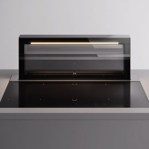 Falmec OKAP Z PŁYTĄ LEVEL ONE 90 cz/SZKŁO CZARNE BŁYSZCZĄCE led/BIAŁE s/800 bez/FILTRA