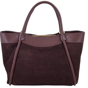Elegancka torebka ze skóry zamszowej - Bordowa