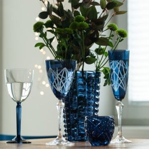 Crystal Julia Kieliszki do szampana 200 ml komplet 4 sztuk niebieskie Asteria