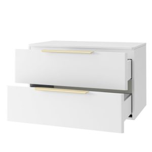 Szafka pod umywalkę nablatową Tidea 80 cm, biała, złote uchwyty
