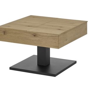 Stolik kawowy kwadratowy dąb / czarny mat 70 x 70 cm Lift