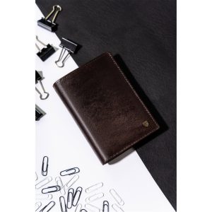 Rovicky męski składany portfel skóra naturalna rozbudowany pionowy RFID