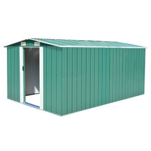 Domek narzędziowy metalowy 257x392 cm 10,1 m² zielony