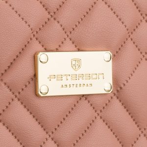 Różowa, pikowana kosmetyczka z tkaniny syntetycznej zamykana suwakiem - Peterson