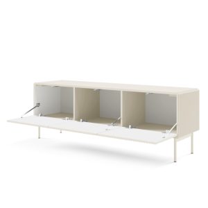Szafka RTV Muti 147 cm, kaszmirowa, ryflowana