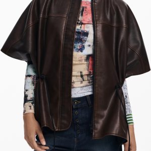 Brązowe ponczo damskie Desigual