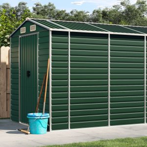 Domek narzędziowy metalowy 191x640 cm 12,2 m² zielony, stal galwanizowana