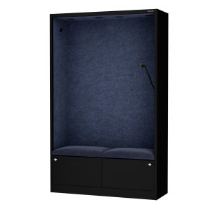 Kabina akustyczna SALLY MentalBox 1150 mm – czarny korpus, granatowe siedzisko