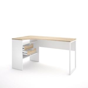 Biurko narożne białe / dąb trufla mat 145 cm Function