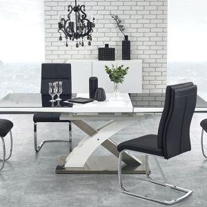 Stół rozkładany szklany czarny / biały mat / połysk 160 - 220 x 90 cm Sandor 2