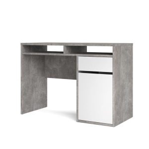 Biurko z szufladą i drzwiami białe / szare połysk 110 cm Function Plus