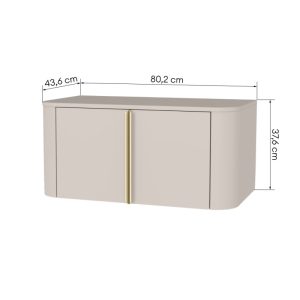 Szafka pod umywalkę nablatową Bassa 80 cm, kaszmirowa, złote uchwyty, zaokrąglona